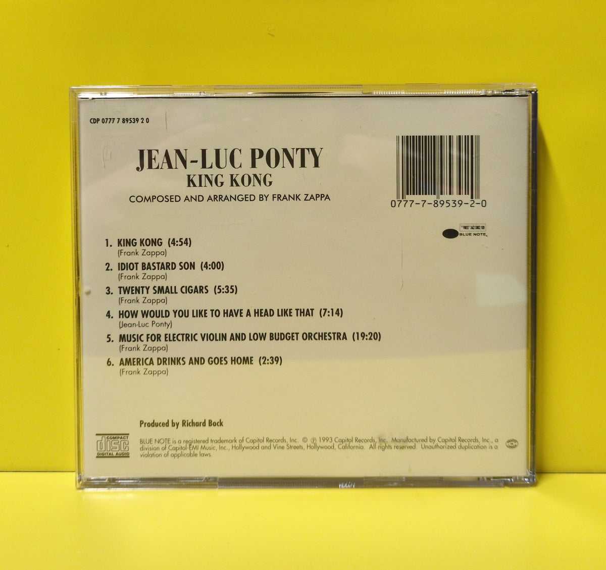 Jean-Luc Ponty - King Kong - 1993 - CDP 0777 7 89539 2 0 Used - NM - CDs