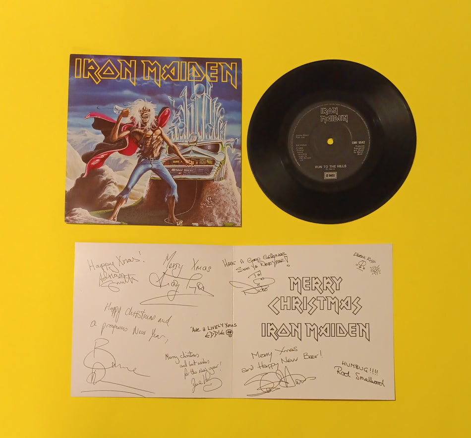 Iron Maiden - Run To The Hills  - 1985 - EMI 5542 Used - EX - 7" Vinyl with Christmas Card