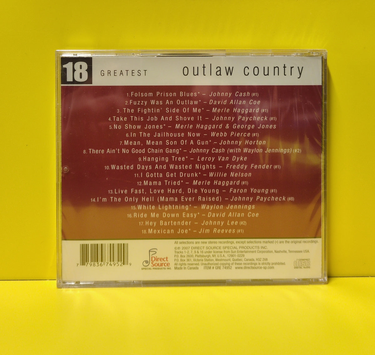 Various - Outlaw Country: 18 Greatest - 2007 - GRE 74952 New - Sealed - CDs