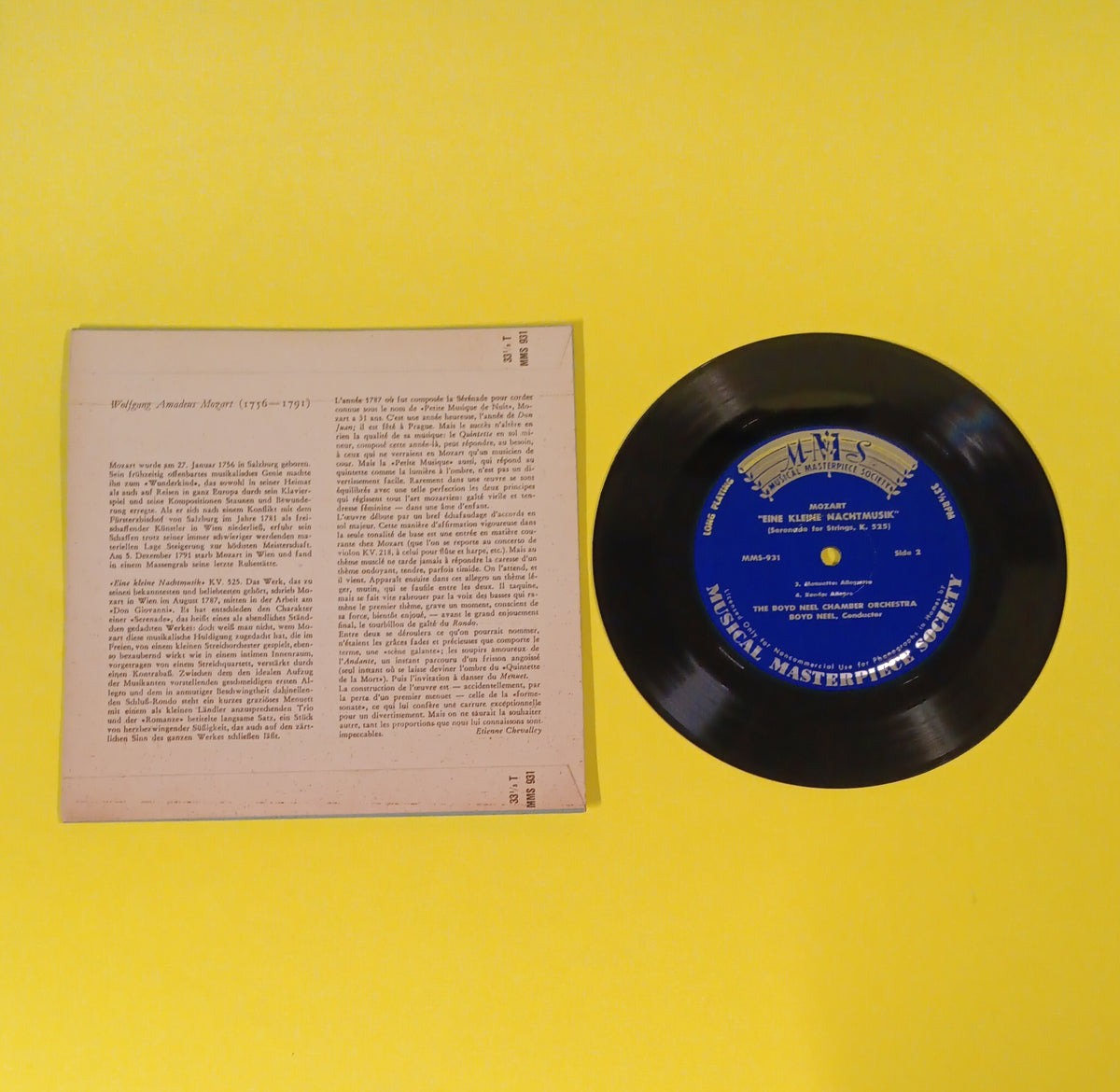 Mozart: Boyd Neel Kammerorchester - Eine Kleine Nachtmusik (Club 7") - MMS-931 Used - EX - Vinyl