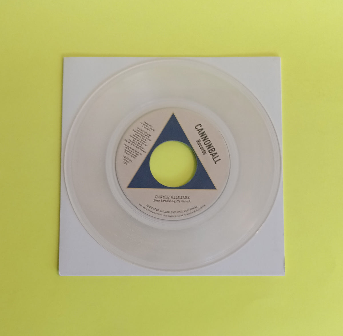 Cunnie Williams - Stop Breaking My Heart (Italy Clear 7") - 2019 - CBLL026 New - NM - Vinyl