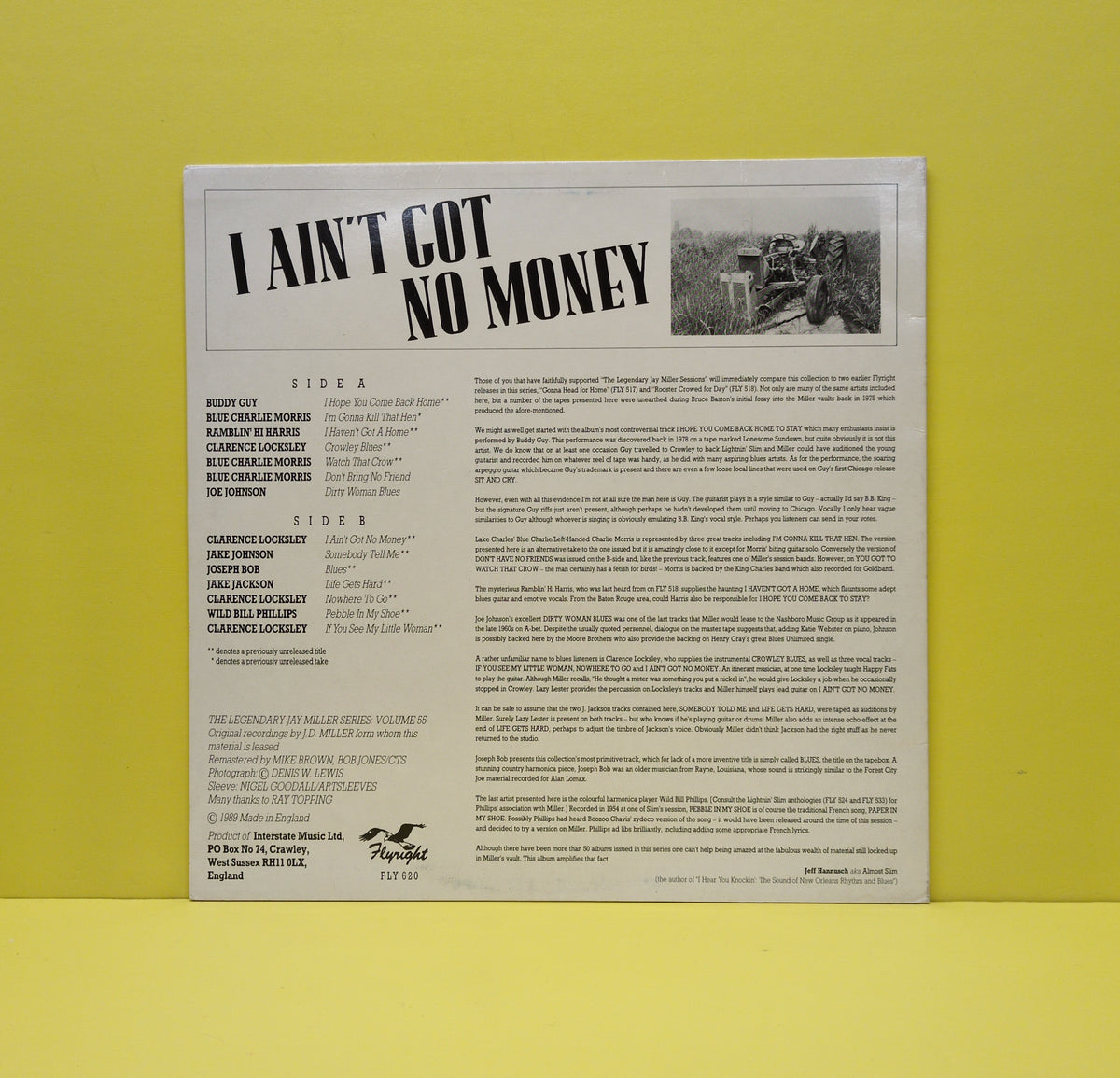 Various - I Ain't Got No Money - 1950s South Louisiana Blues - 1989 - FLY 620 Used - VG++ - Vinyl - Mono - Remastered