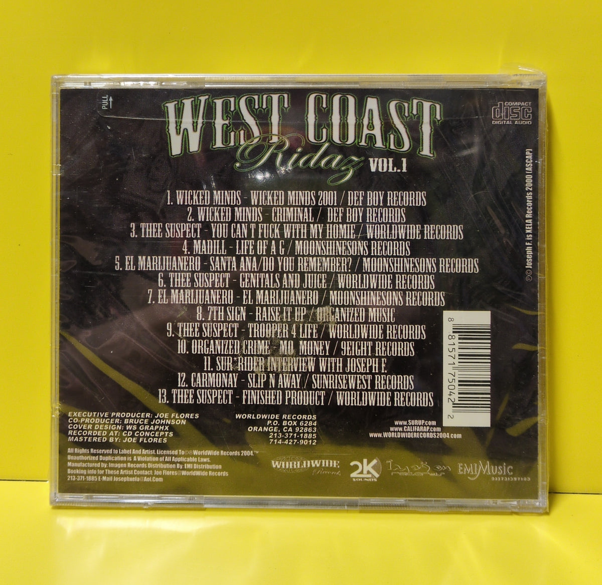 Various  - West Coast Ridaz Vol. 1 - 2004 - WWPCD-1011 New - Sealed - CDs