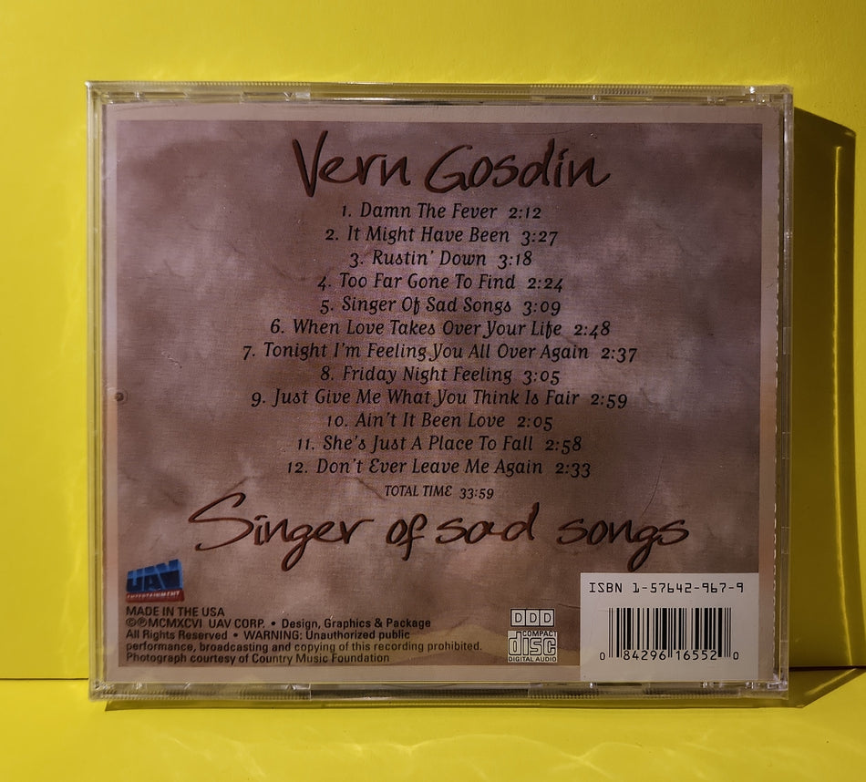 Vern Gosdin - Singer Of Sad Songs - 1996 - 16552 New - Sealed, NM - CDs