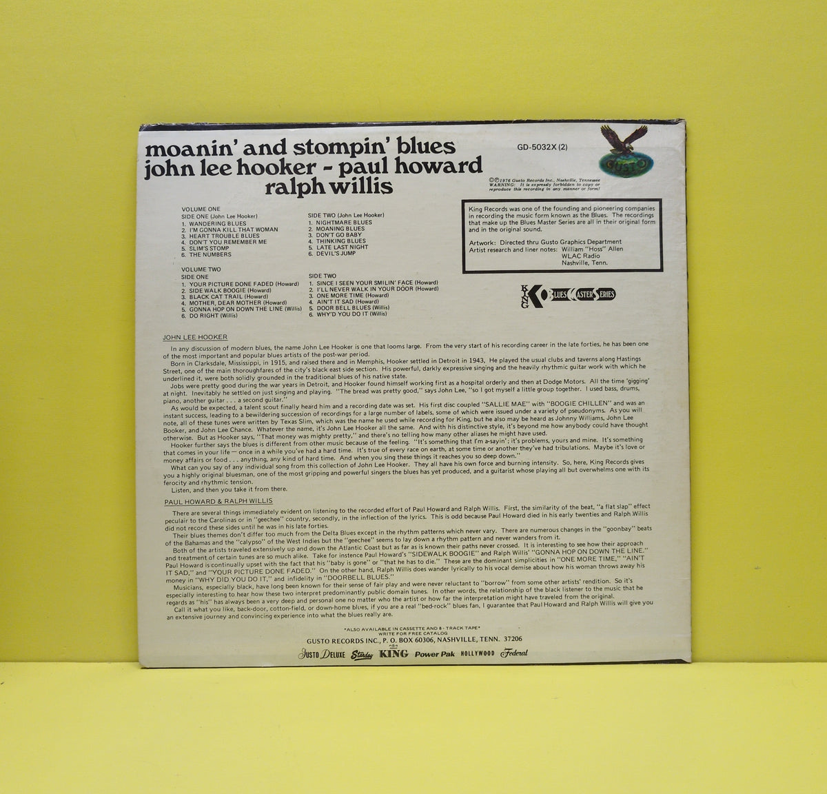 John Lee Hooker, Paul Howard, Ralph Willis - Moanin' And Stompin' Blues - 1976 - GD-5032X(2) Used - EX - Vinyl - 2xLP