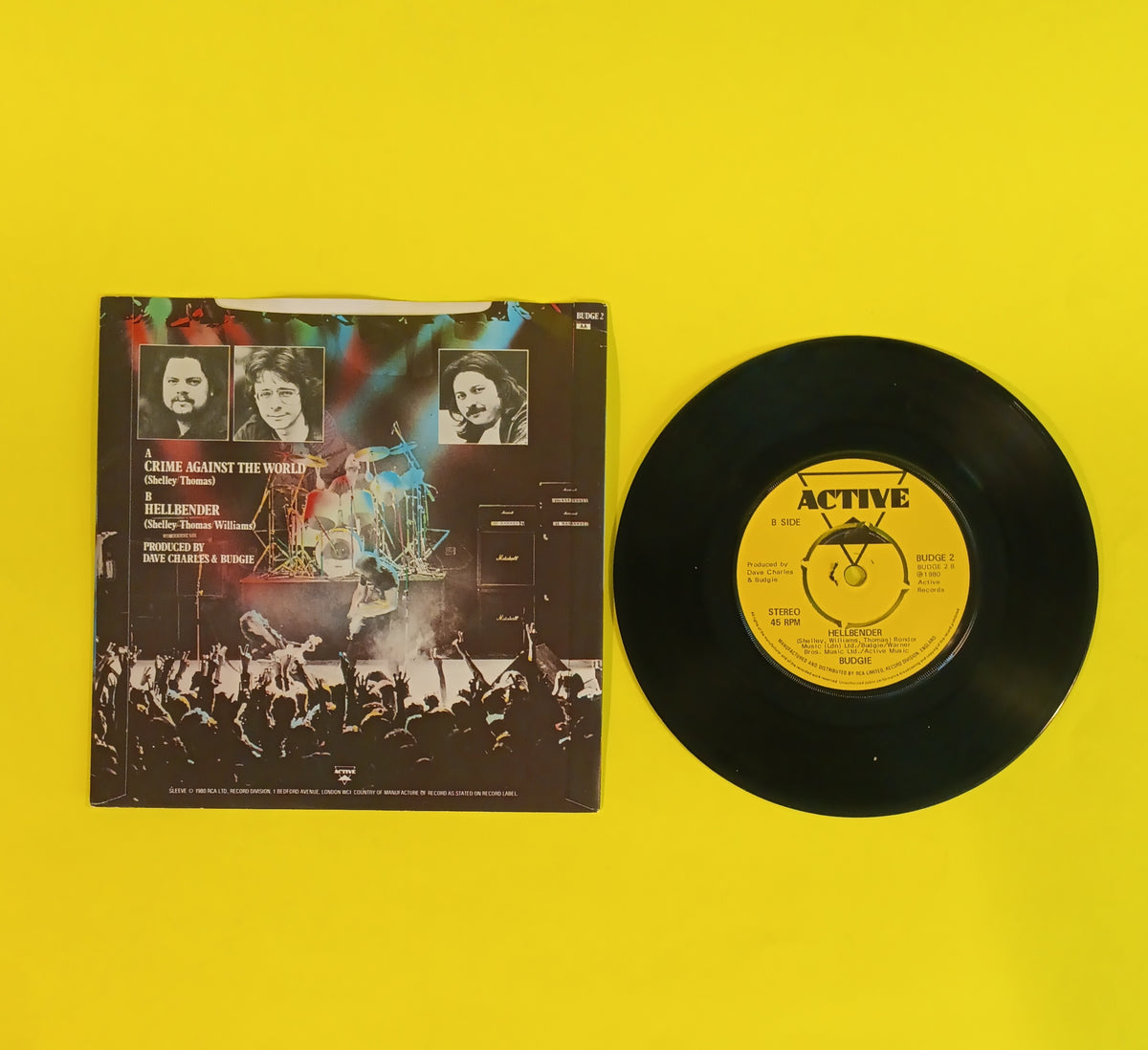 Budgie - Crime Against The World (UK 7") - 1980 - BUDGE 2 Used - VG++ - Vinyl