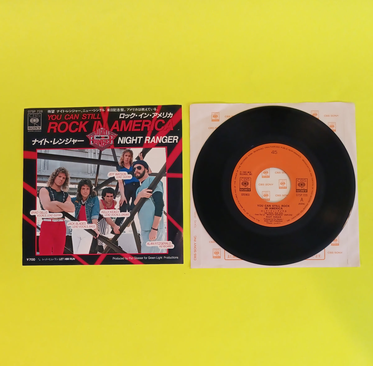 Night Ranger - Rock In America / Let Him Run (Japan 7") - 1983 - 07SP 728 Used - NM - Vinyl