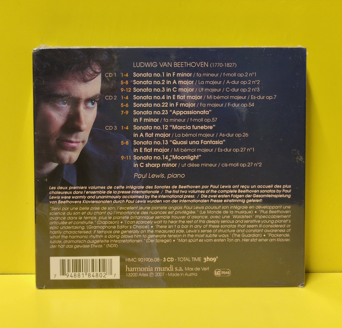 Beethoven • Paul Lewis - #3 : Sonatas Op. 2, 7, 26 27 "Moonlight", 54, 57 "Appassionata" - 2007 - HMC 901906.08 New - Sealed - 3xCD
