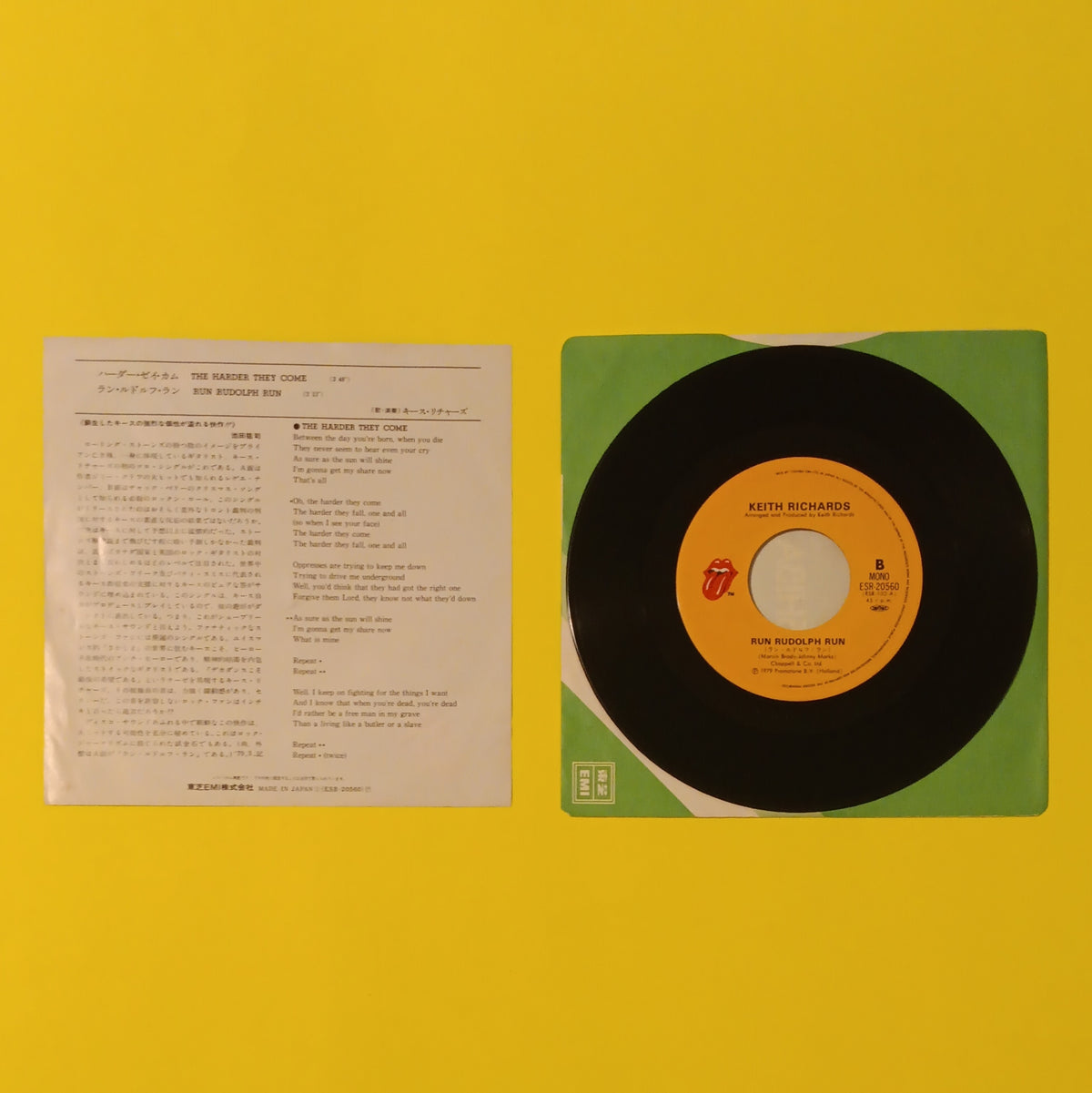 The Rolling Stones - The Harder They Come - Japan 1979 - ESR-20560 Used - VG++ - 7" Vinyl