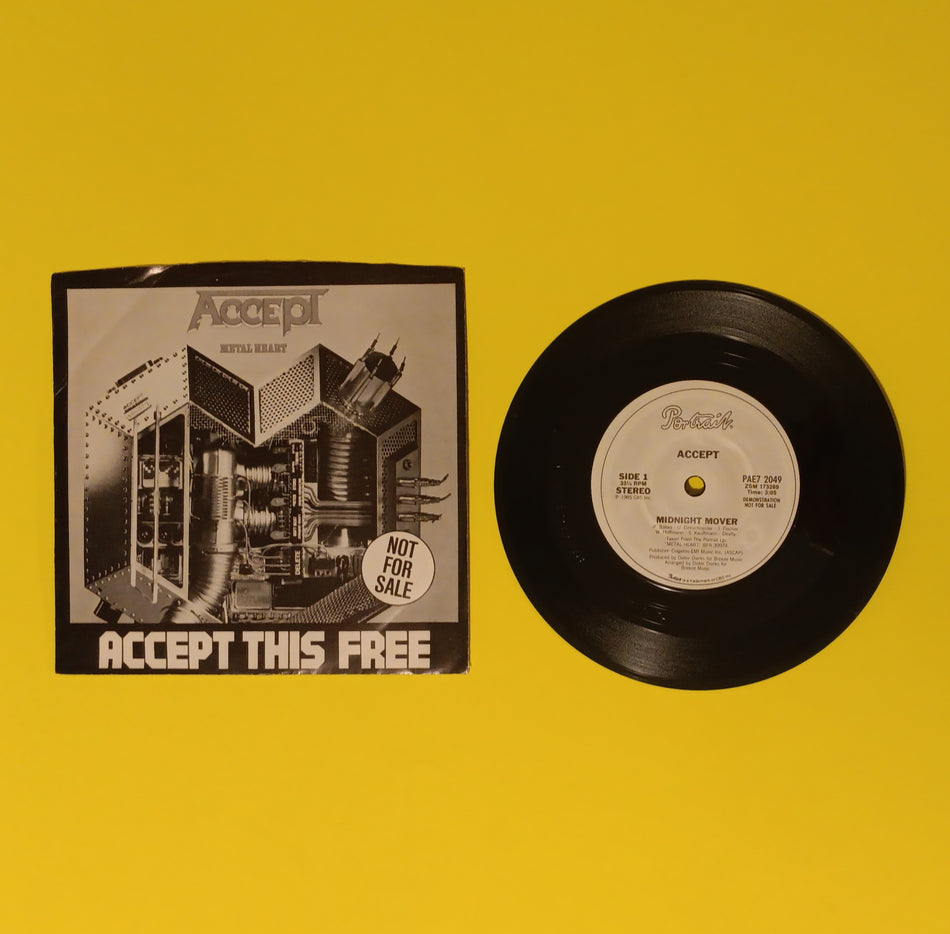 Accept - Accept This Free - 1985 Promo - PAE7 2049 Used - EX - 7" Vinyl