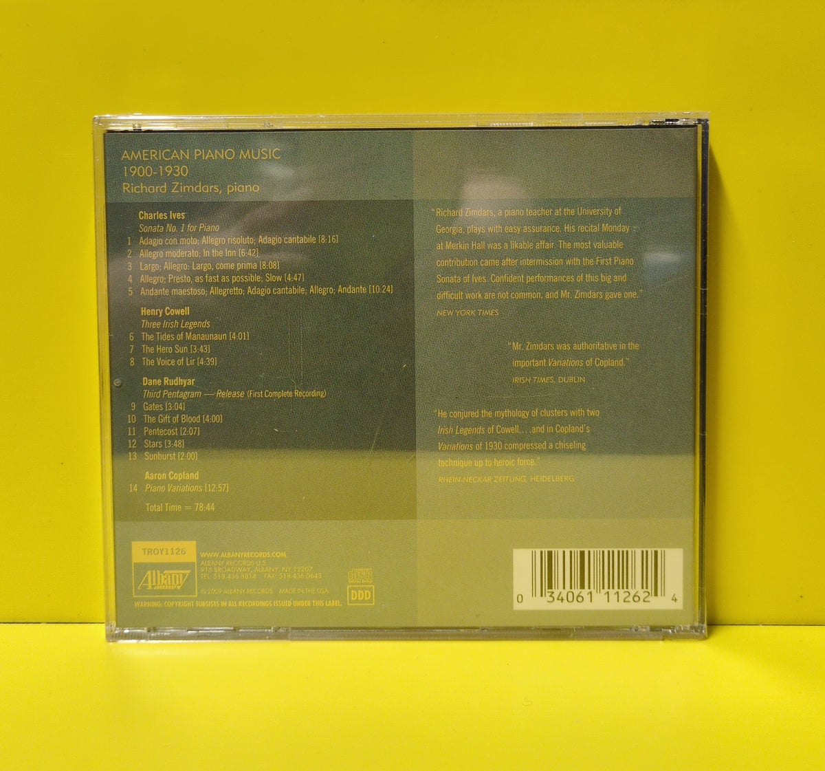 Richard Zimdars, Charles Ives, Henry Cowell, Dane Rudhyar, Aaron Copland - American Piano Music 1900-1930 - 2009 - TROY1126 New - Sealed - CDs