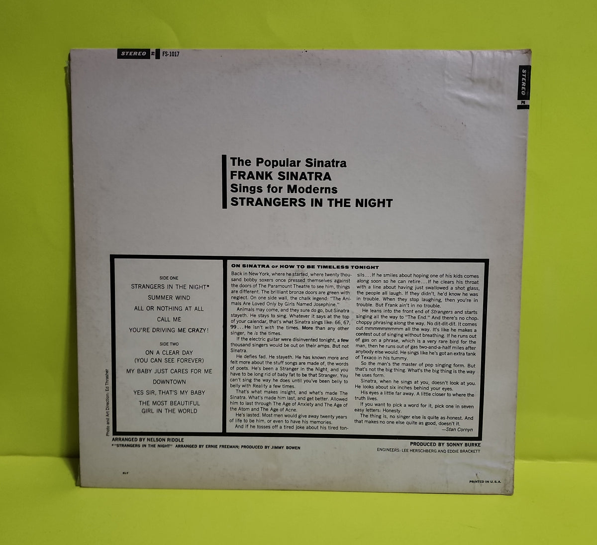 Frank Sinatra  - Strangers in the Night - 1966 - FS 1017 New - NM - Vinyl