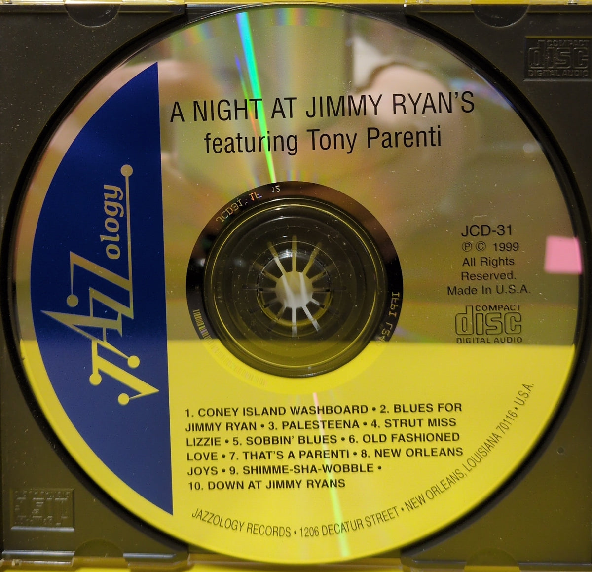 Tony Parenti And His Deans Of Dixieland - A Night At Jimmy Ryan's - 1999 - JDC-31 Used - EX - CDs