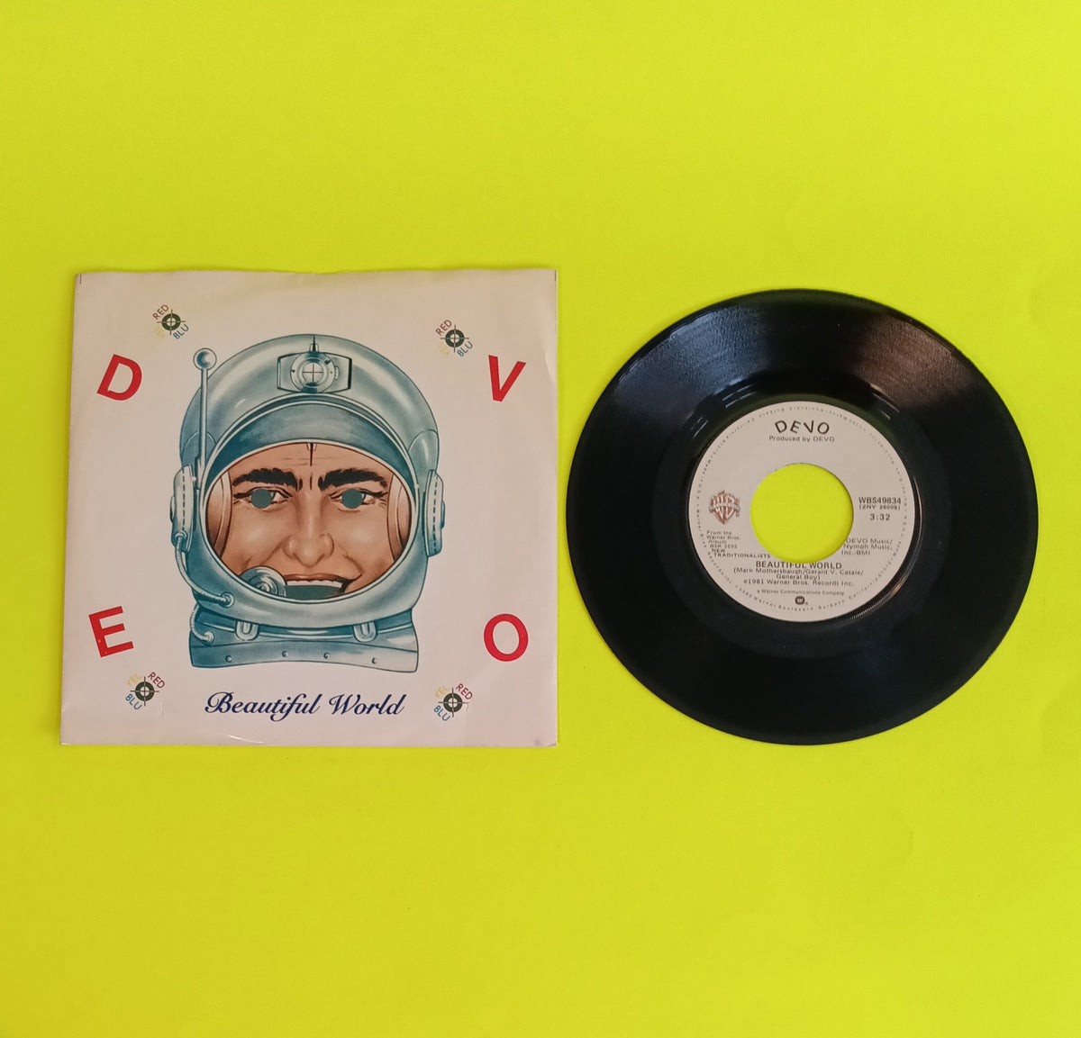 Devo - Beautiful World / Enough Said 7" - 1981 - WBS 49834 Used - VG++ - Vinyl