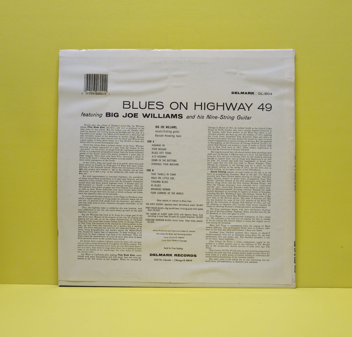 Big Joe Williams - Blues On Highway 49 - DL-604 Used - EX - Vinyl - Reissue