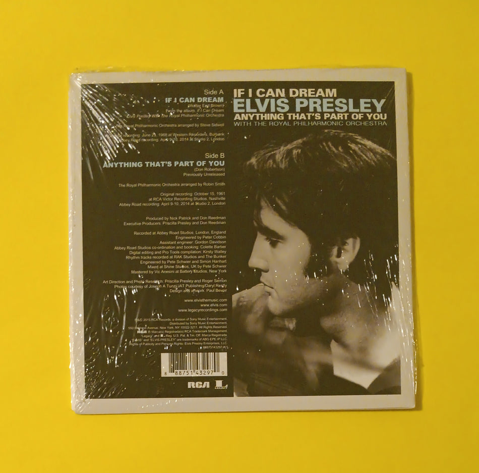 Elvis Presley With Royal Philharmonic Orchestra - If I Can Dream / Anything That's Part of You - 2015 - 88875143297JK1 New - Sealed - 7" Vinyl