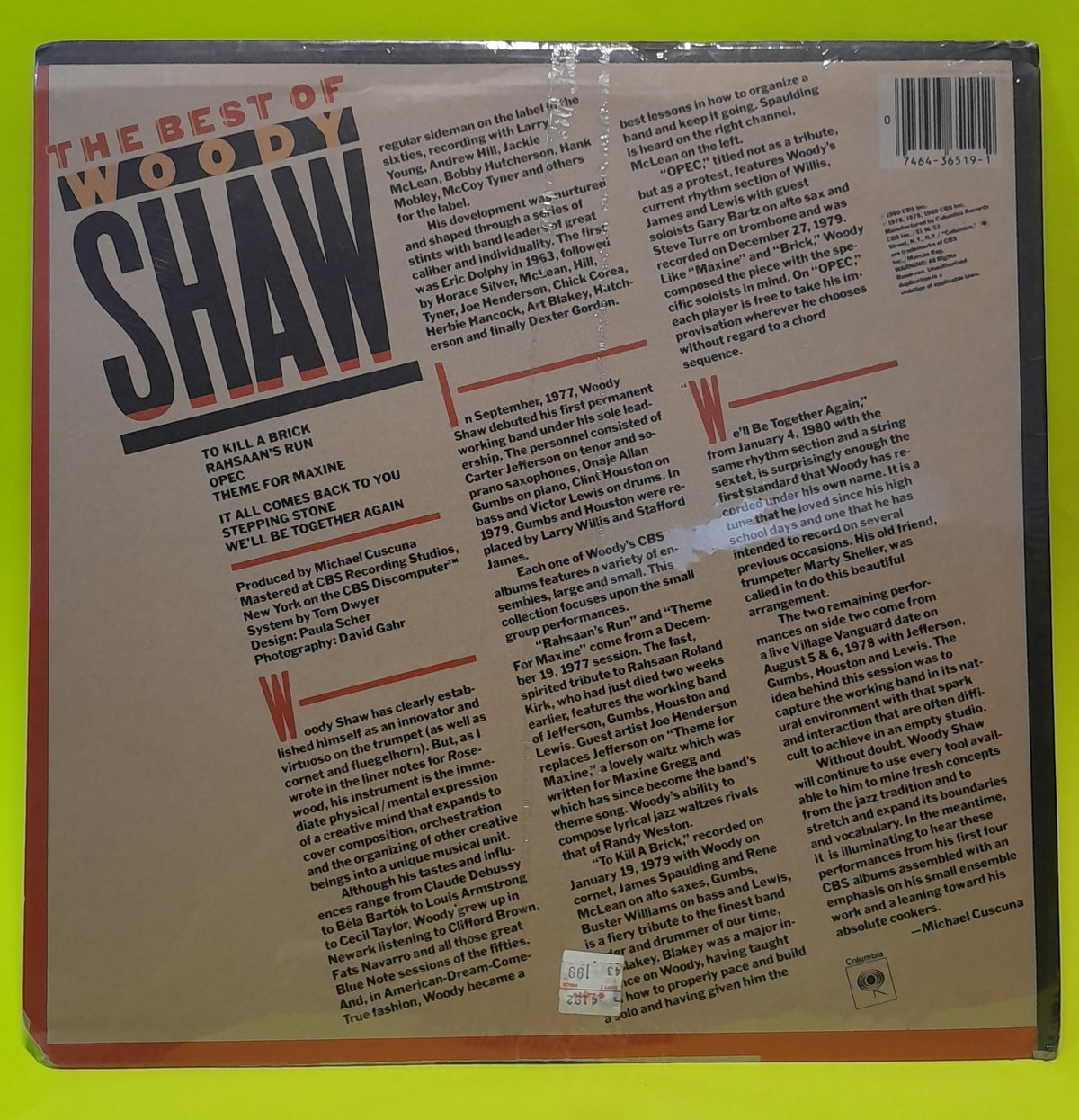 Woody Shaw - The Best of Woody Shaw - 1980 - JC 36519 New - Sealed - Vinyl
