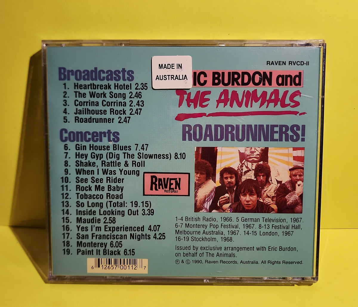 Eric Burdon And The Animals - Roadrunners! - 1990 - RVCD-11 Used - NM - CDs