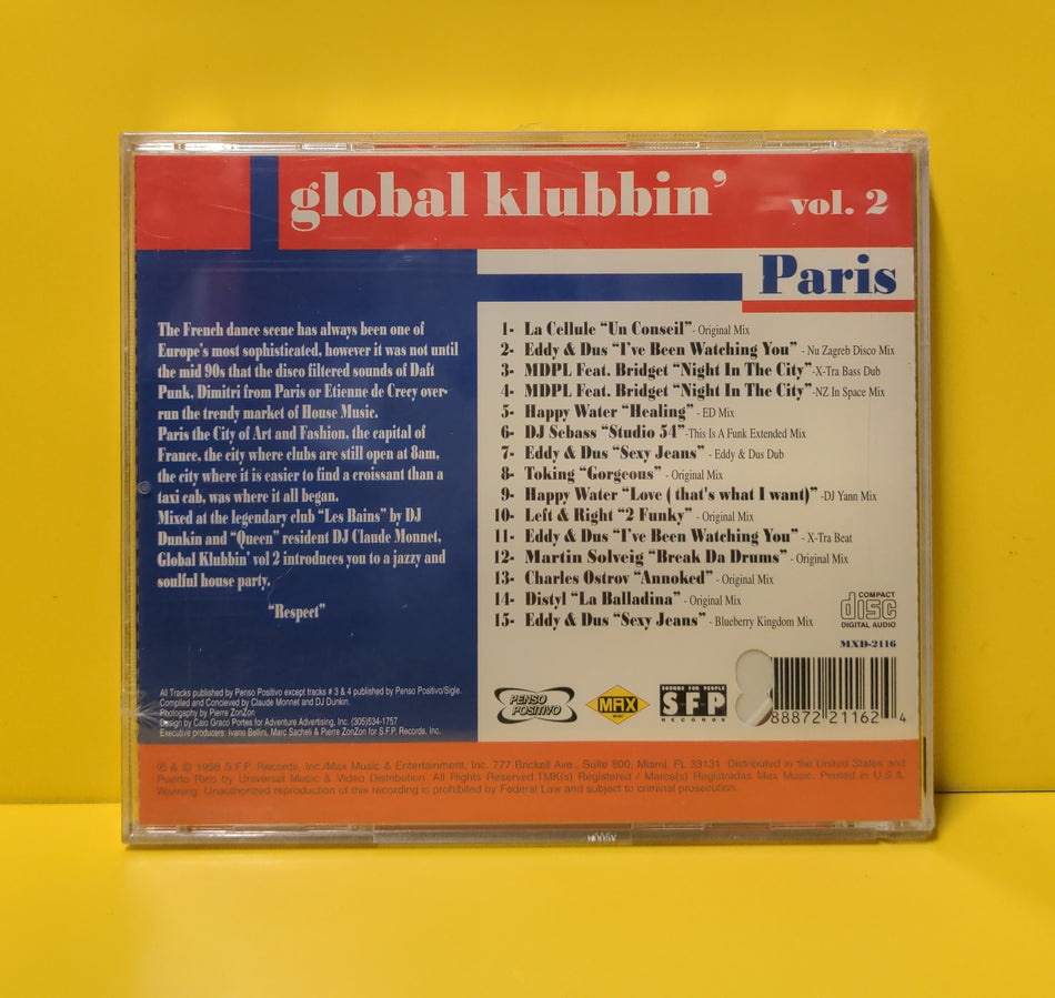 Various - Global Klubbin' Vol. 2 Paris - 1998 - MXD-2116 New - Sealed - CDs