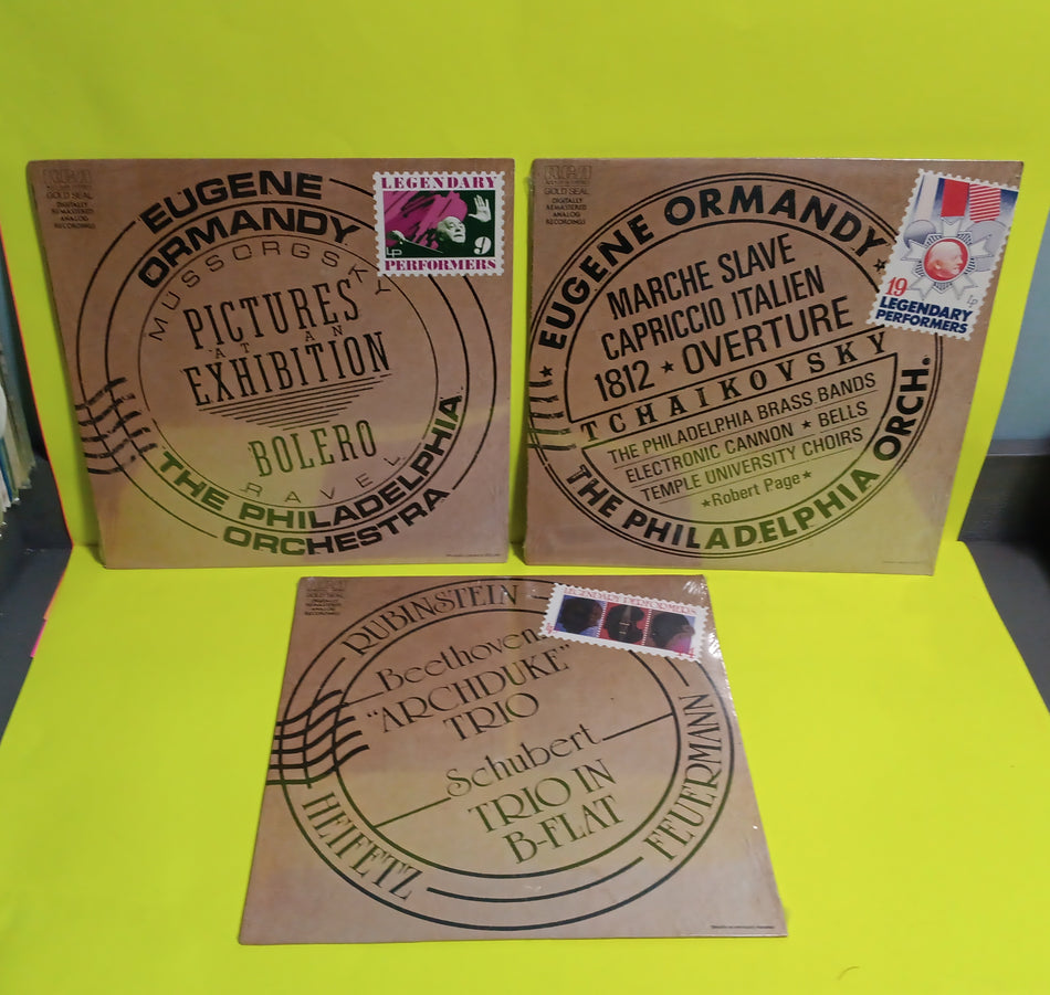 Eugene Ormandy / Rubenstein - LOT OF 3 NEW LPS Pictures at An Exhibition/Marche Slave/Archduke Trio - 1983 - New - Sealed - Vinyl