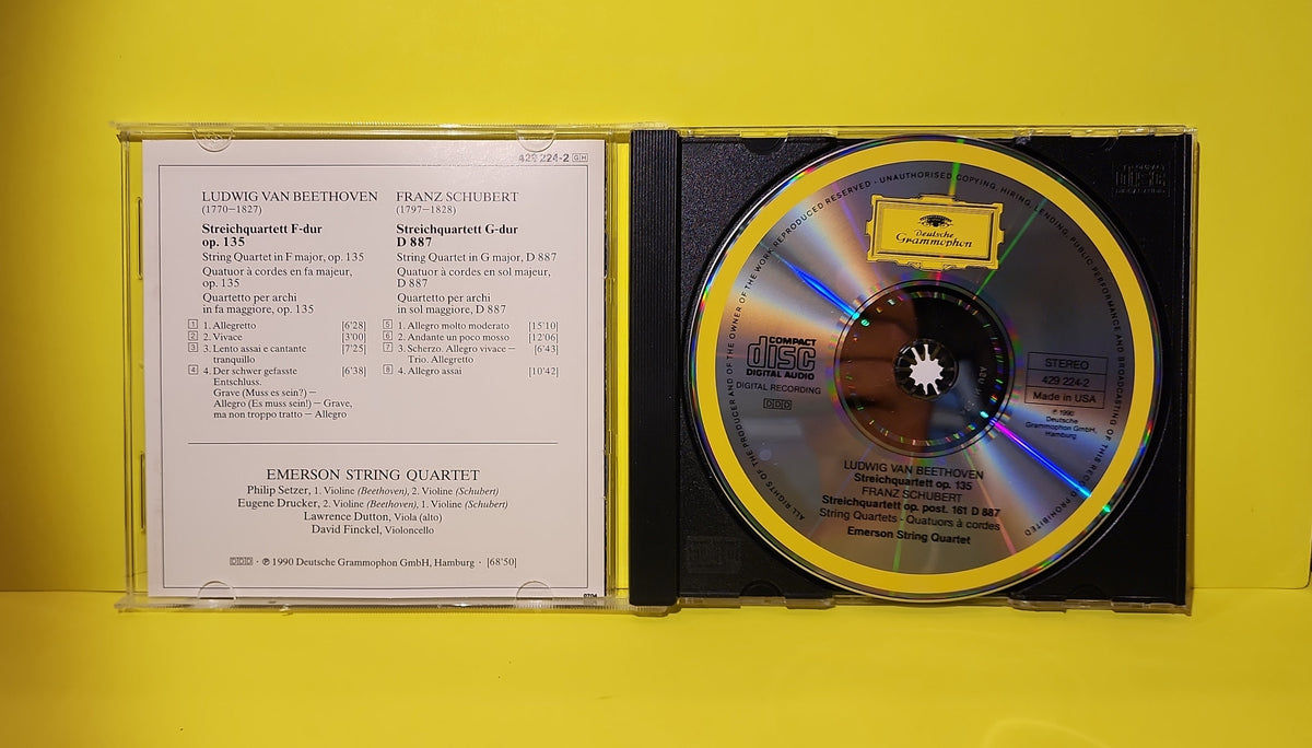 Beethoven, Schubert, Emerson String Quartet - Beethoven: Streichquartett Op. 135 / Schubert: Streichquartett D 887 (String Quartets = Quatuors À Cordes) Autographed  - 1990 - 429 224-2 Used - EX - CDs