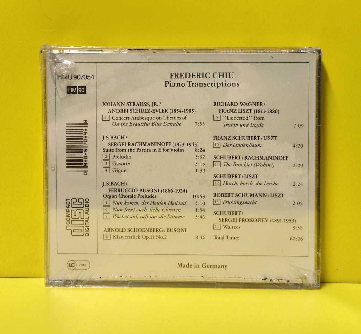 Frederic Chiu - Bach / Busoni, Strauss/ Schulz-Evler, Wagner / Liszt - Piano Transcriptions - 1991 - HMU 907054 New - Sealed - CDs