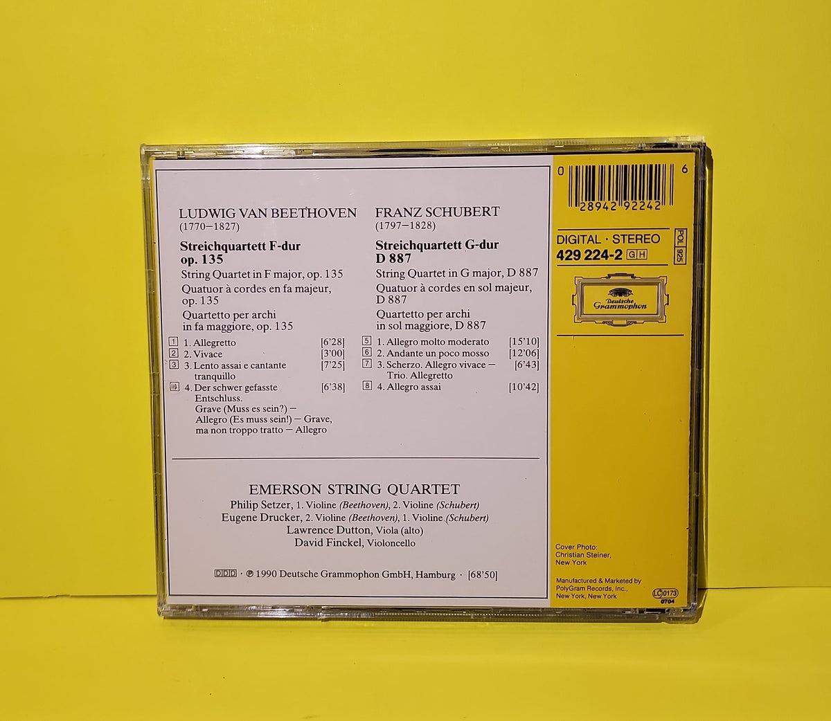 Beethoven, Schubert, Emerson String Quartet - Beethoven: Streichquartett Op. 135 / Schubert: Streichquartett D 887 (String Quartets = Quatuors À Cordes) Autographed  - 1990 - 429 224-2 Used - EX - CDs