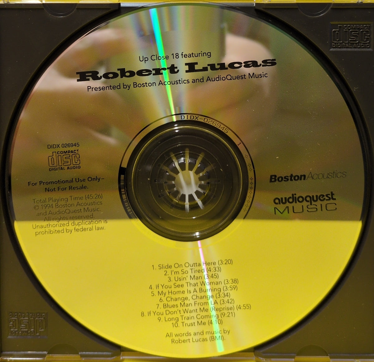 Robert Lucas - UpClose # 18 Presented By Boston Acoustics and AudioQuest Music - 1994 - # 18 Used - EX - CDs