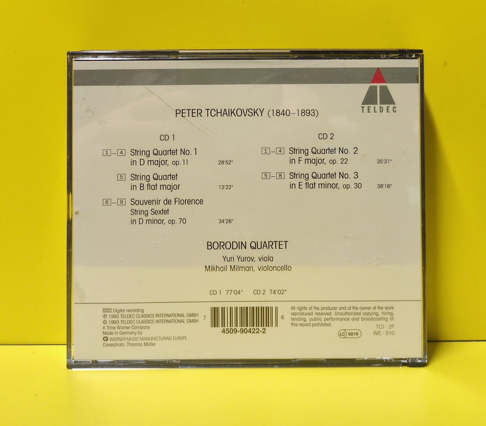 Tchaikovsky, Borodin Quartet, Yury Yurov, Mikhail Milman - String Quartets Nos. 1-3 / Souvenir de Florence - 1993 - 4509-90422-2 Used - EX - CDs