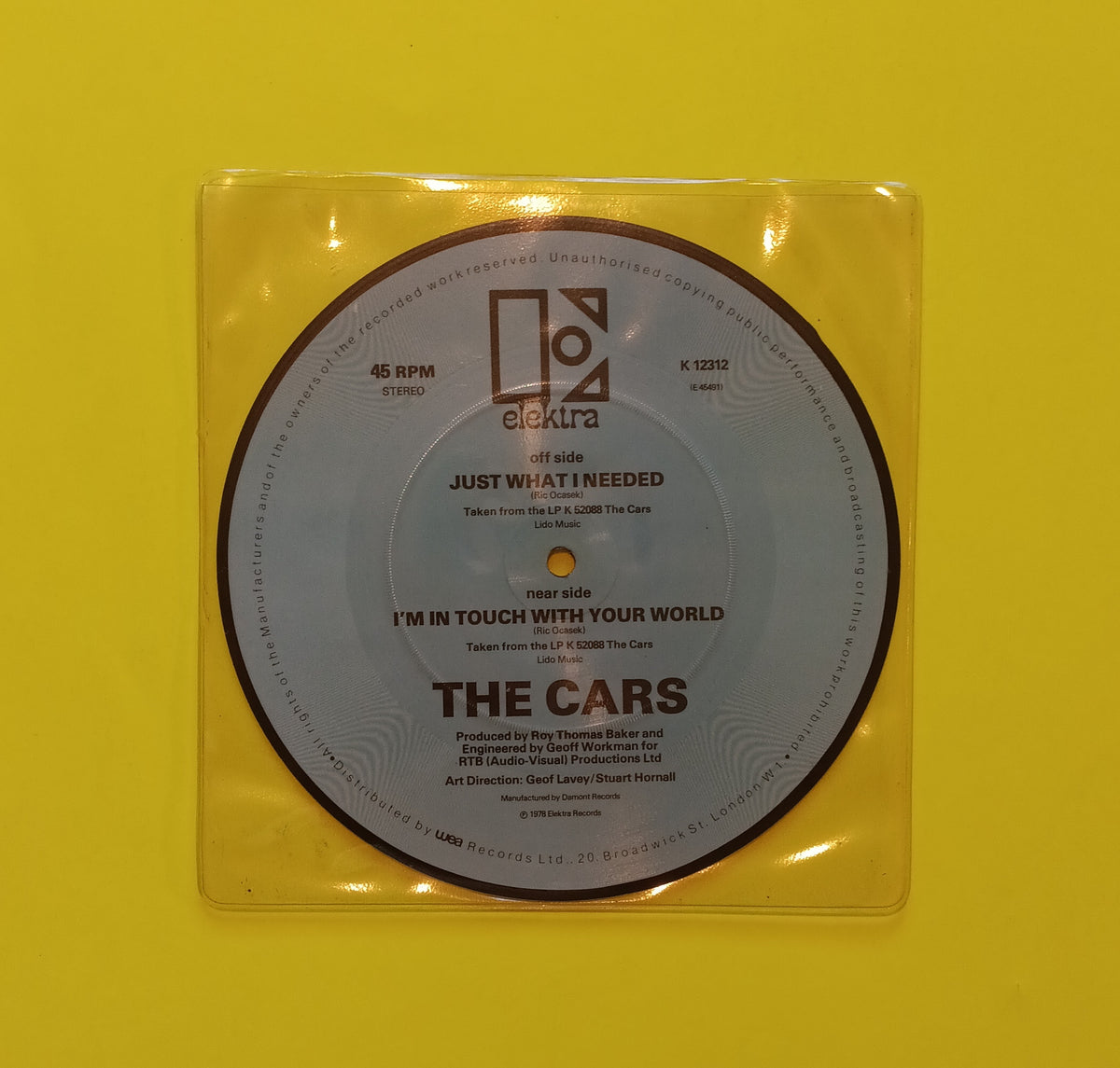 The Cars - Just What I Needed (UK 7" Pic Disc) - 1978 - K 12312 Used - VG++ - Vinyl