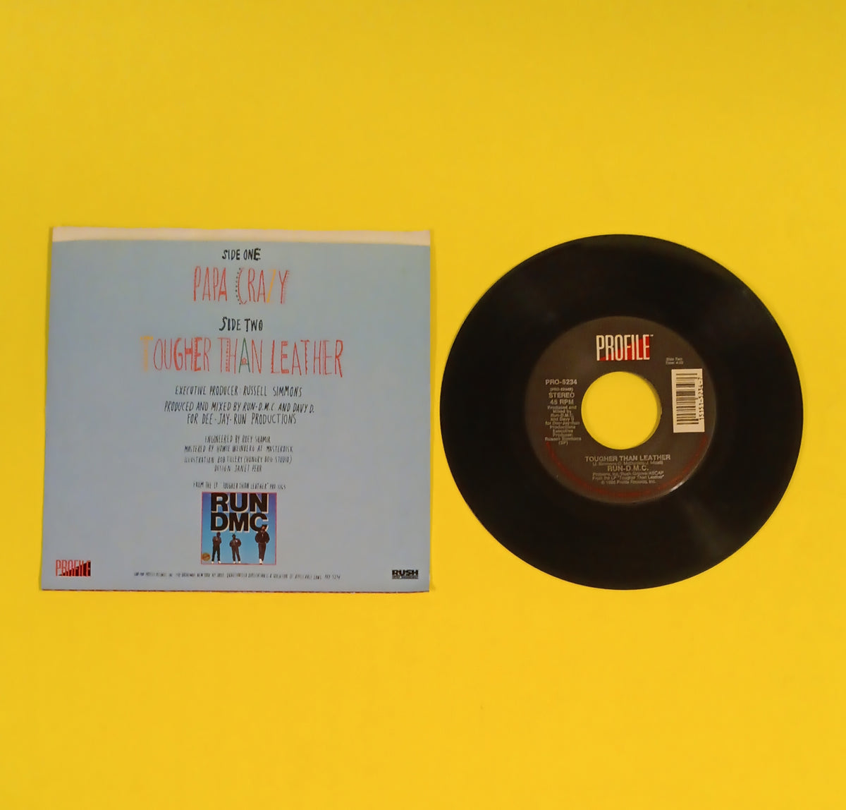 Run D.M.C. - Papa Crazy / Tougher Than Leather 7" - 1988 - PRO-5234 Used - VG++ - Vinyl