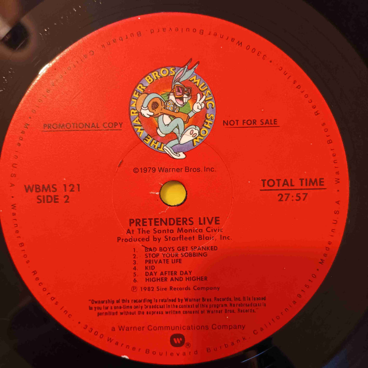 Pretenders - Live At the Santa Monica Civic PROMO - 1982 - WBMS 121 Used - EX - Vinyl