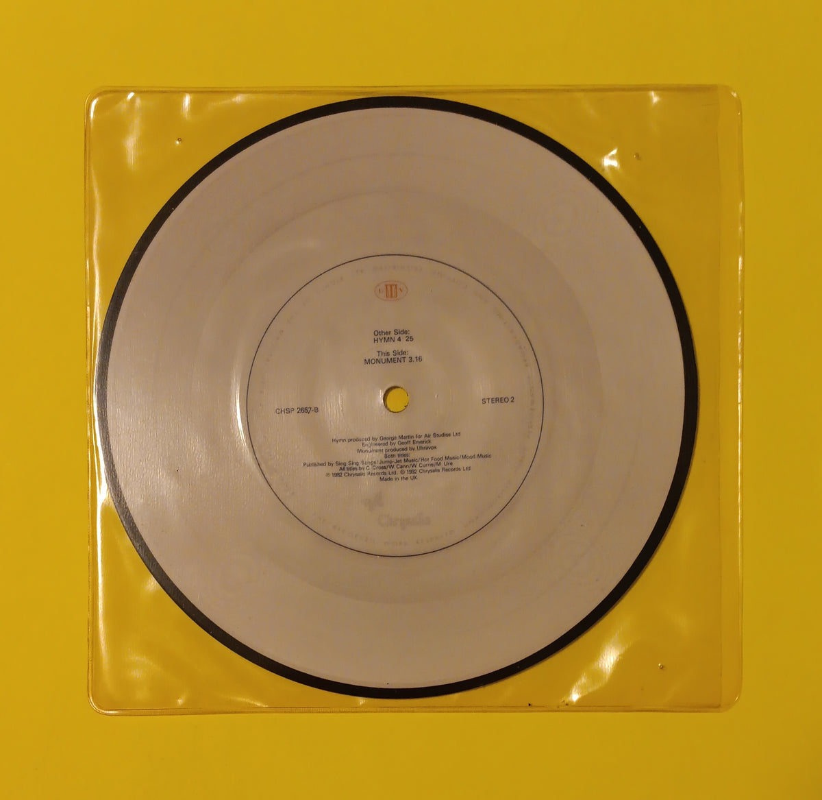 Ultravox - Hymn / Monument (UK 7" Pic Disc) - 1982 - CHSP 2657 Used - VG++ - Vinyl