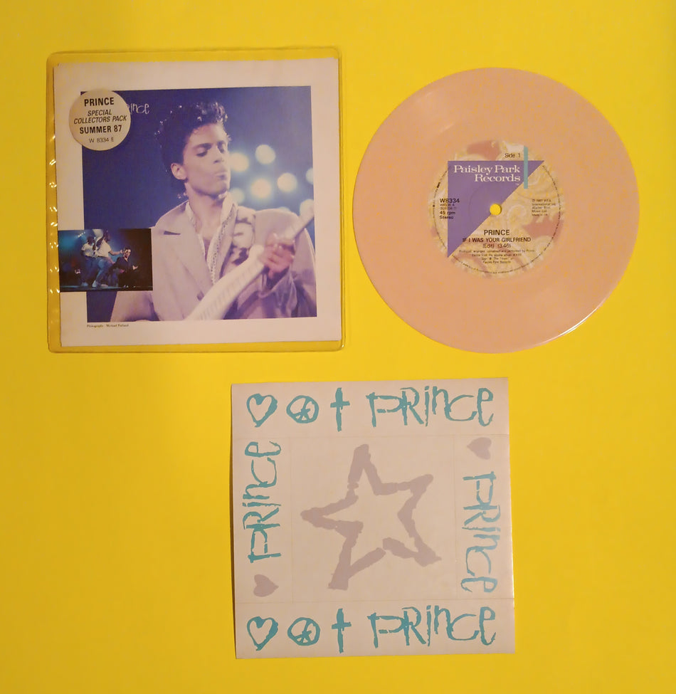 Prince - If I was Your Girlfrield 7" Peach Vinyl w. Stickers - 1987 - W8334 E Used - VG++ - Vinyl