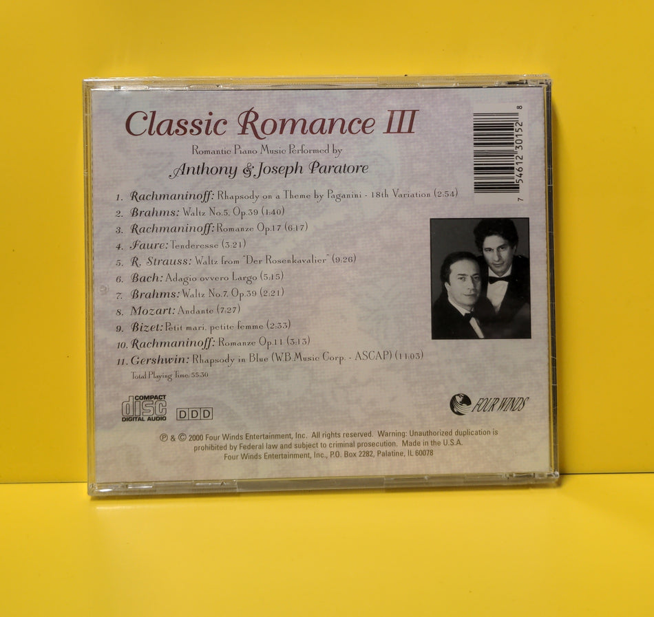 Anthony & Joseph Paratore - Classic Romance III - 2000 - FW 3015 New - Sealed - CDs