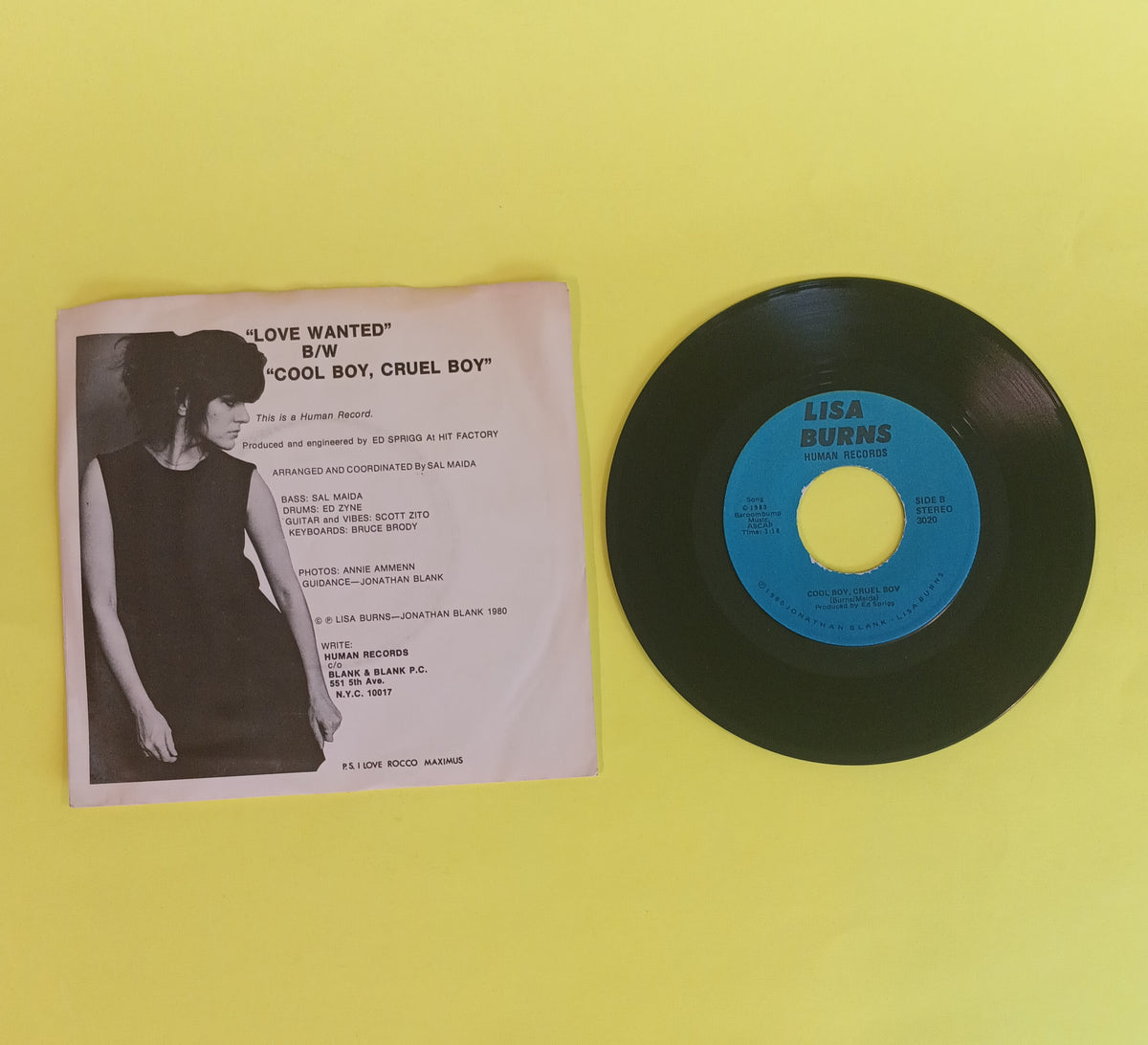 Lisa Burns - Love Wanted / Cool Boy Cruel Boy (Autographed 7") - 980 - 3020 Used - VG++ - Vinyl