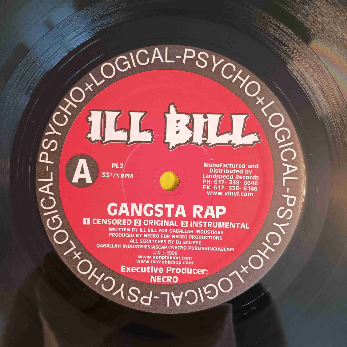 Ill Bill - Gangsta Rap / How To Kill A Cop - 1999 - PL2 Used - VG+ - Vinyl