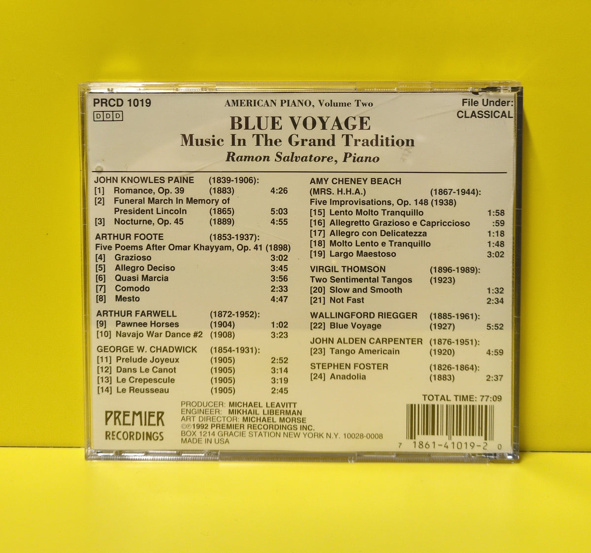 Ramon Salvatore - American Piano, Volume Two: Blue Voyage, Music In The Grand Tradition - 1992 - PRCD 1019 Used - VG++ - CDs