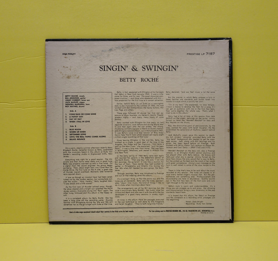 Betty Roche - Singin' & Swingin' - 1960 - PRLP 7187 Used - VG++ - Vinyl - Mono