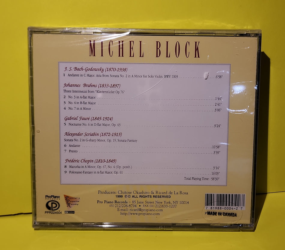 Michel Block - Scriabin: Sonata No. 2 Op. 19; Sonata-Fantasy; Chopin: Polonaise-Fantasy, Op. 61 and other works - 1994 - PPR224504 New - Sealed - CDs