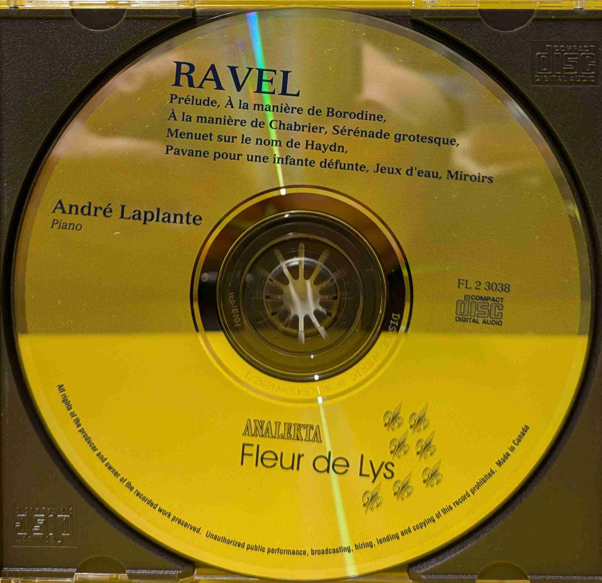 Ravel, Andre Laplante - Miroirs - 1995 - FL 2 3038 Used - VG++ - CDs