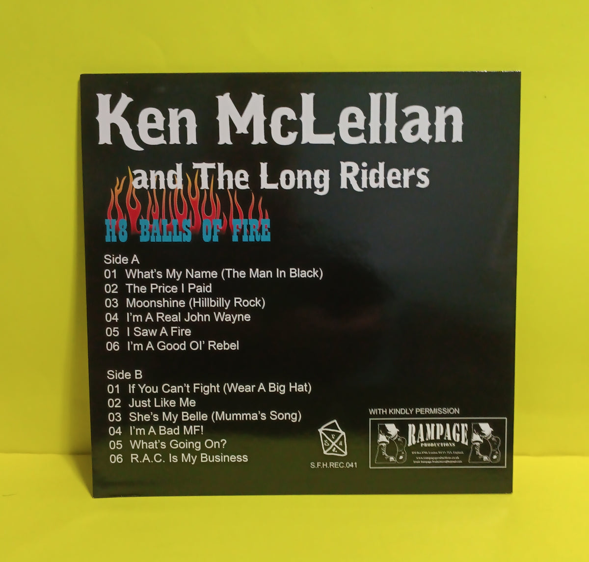Ken McLellan and The Long Riders - H8 Balls of Fire - 2020 - S.F.H.REC 041 New - EX - Vinyl