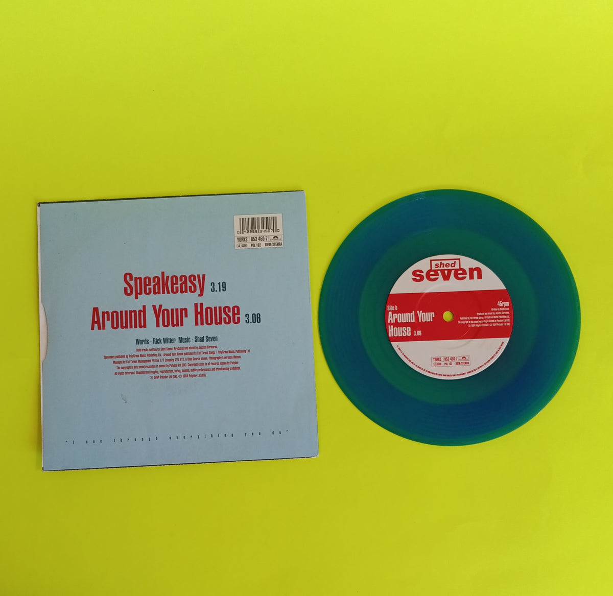 Shed Seven - Speakeasy / Around Your House (UK Blue 7") - 1994 - YORK3 Used - VG++ - Vinyl