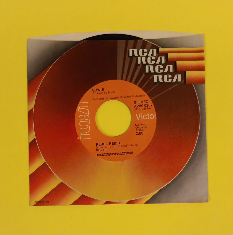 David Bowie - Rebel Rebel / Lady Grinning Soul 7" - 1973 - APB0-0287 Used - VG++ - Vinyl