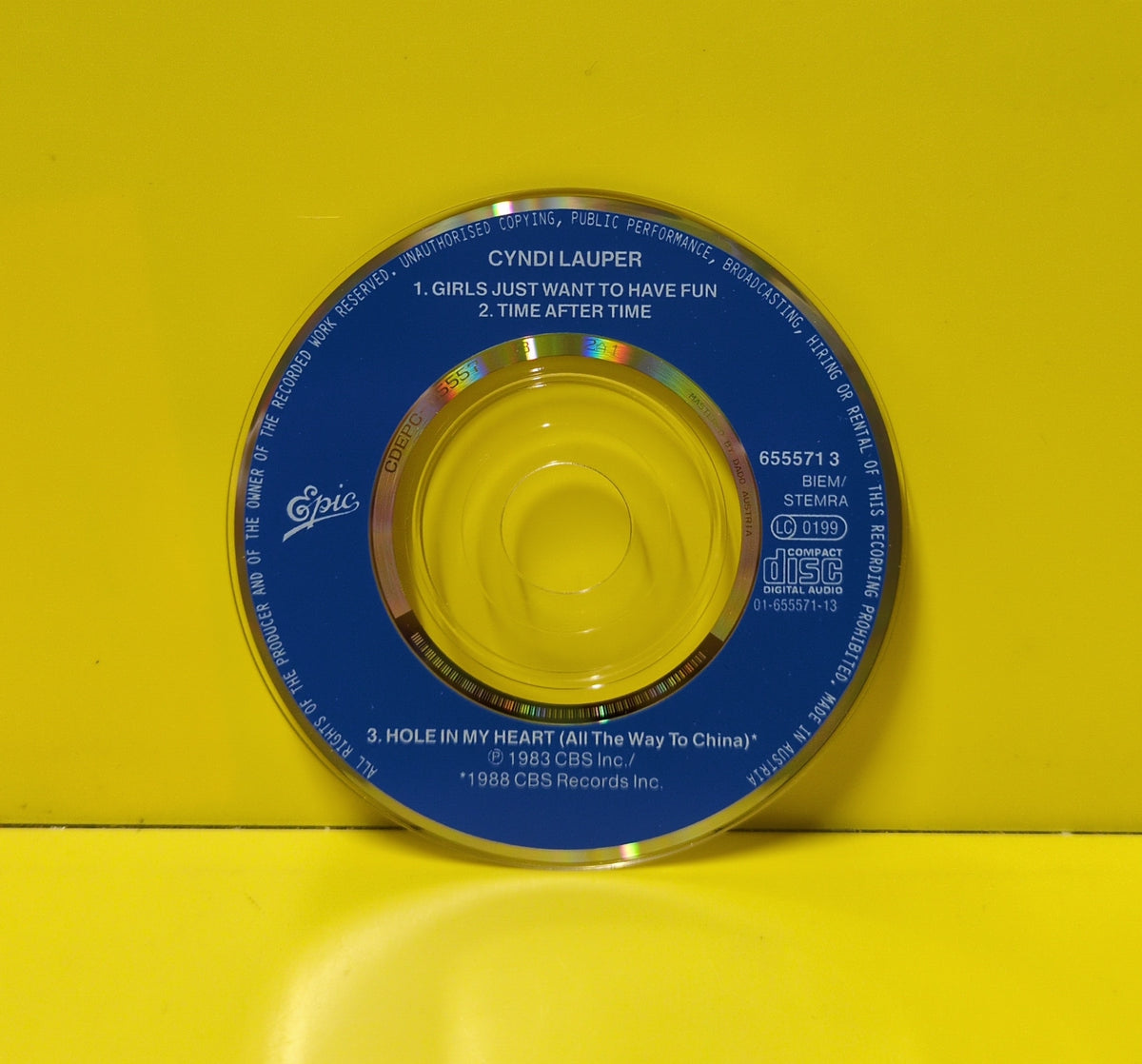 Cyndi Lauper - Girls Just Want To Have Fun / Time After Time / Hole In My Heart - 1990 - 655571 3 Used - EX - CDs - Mini CD - Maxi-Single