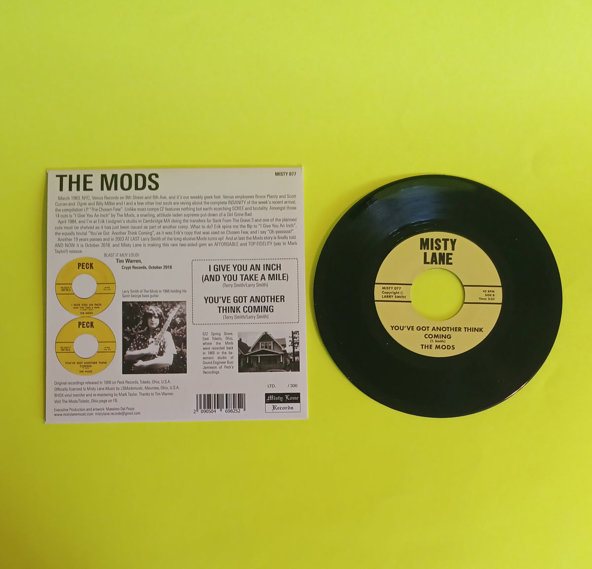 The Mods  - I Give You An Inch (Italy Unnumbered Promo 7") - 2018 - MISTY 077 New - NM - Vinyl