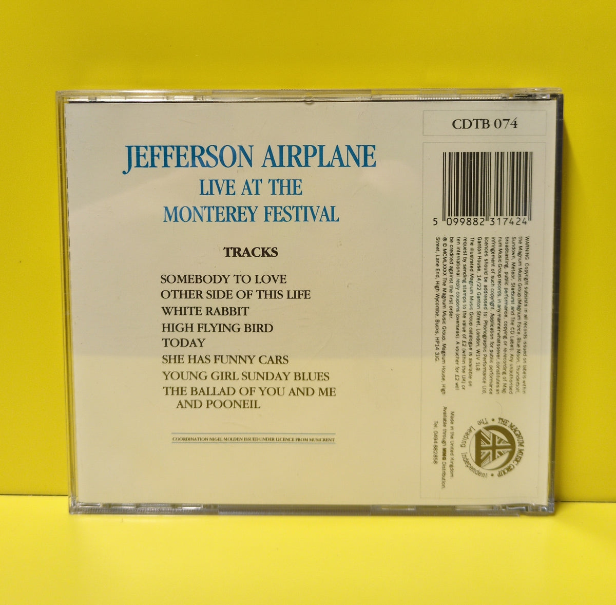 Jefferson Airplane - Live At The Monterey Festival - 1990 - CDTB 074 Used - NM - CDs