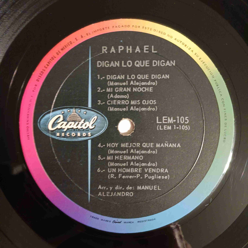 Raphael - Digan Lo Que Digan Mexico - 1968 - LEM 105 Used - EX - Vinyl