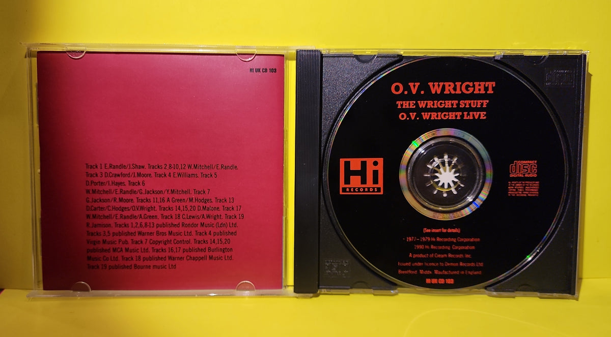 O.V. Wright - The Wright Stuff / Live - 1990 - HI UK CD 103 Used - EX - CDs