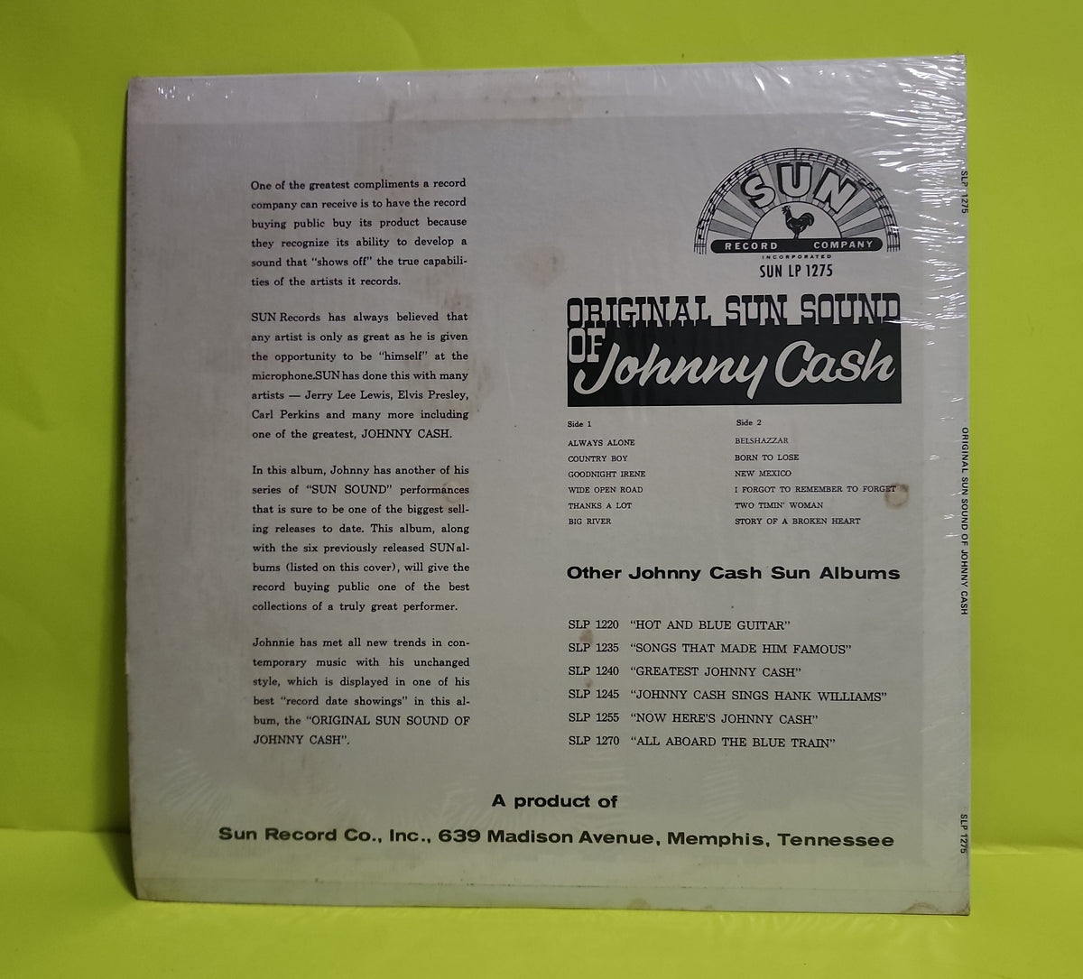 Johnny Cash  - Original Sun Sound Of Johnny Cash  - 1964 - Lp 1275 Used - VG++ - Vinyl